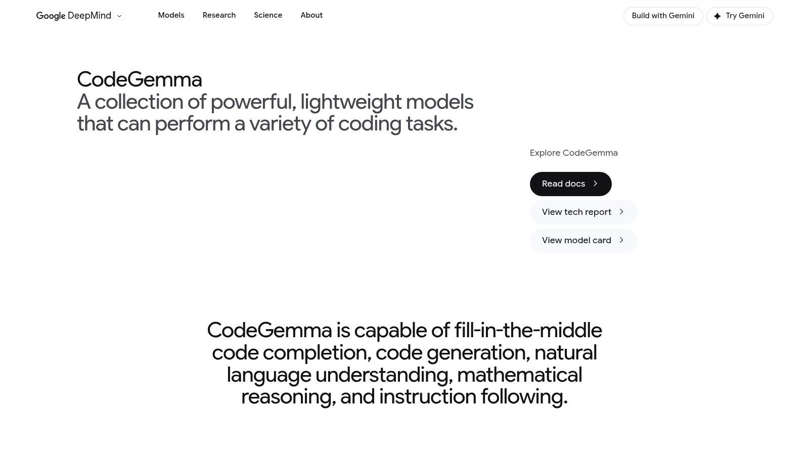 CodeGemma (Google/DeepMind)