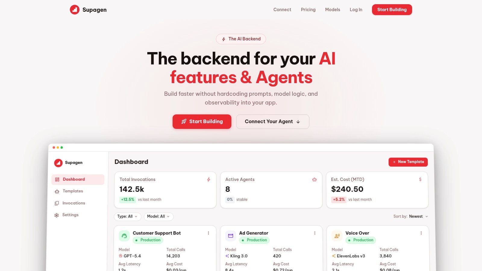 Screenshot from https://supagen.dev