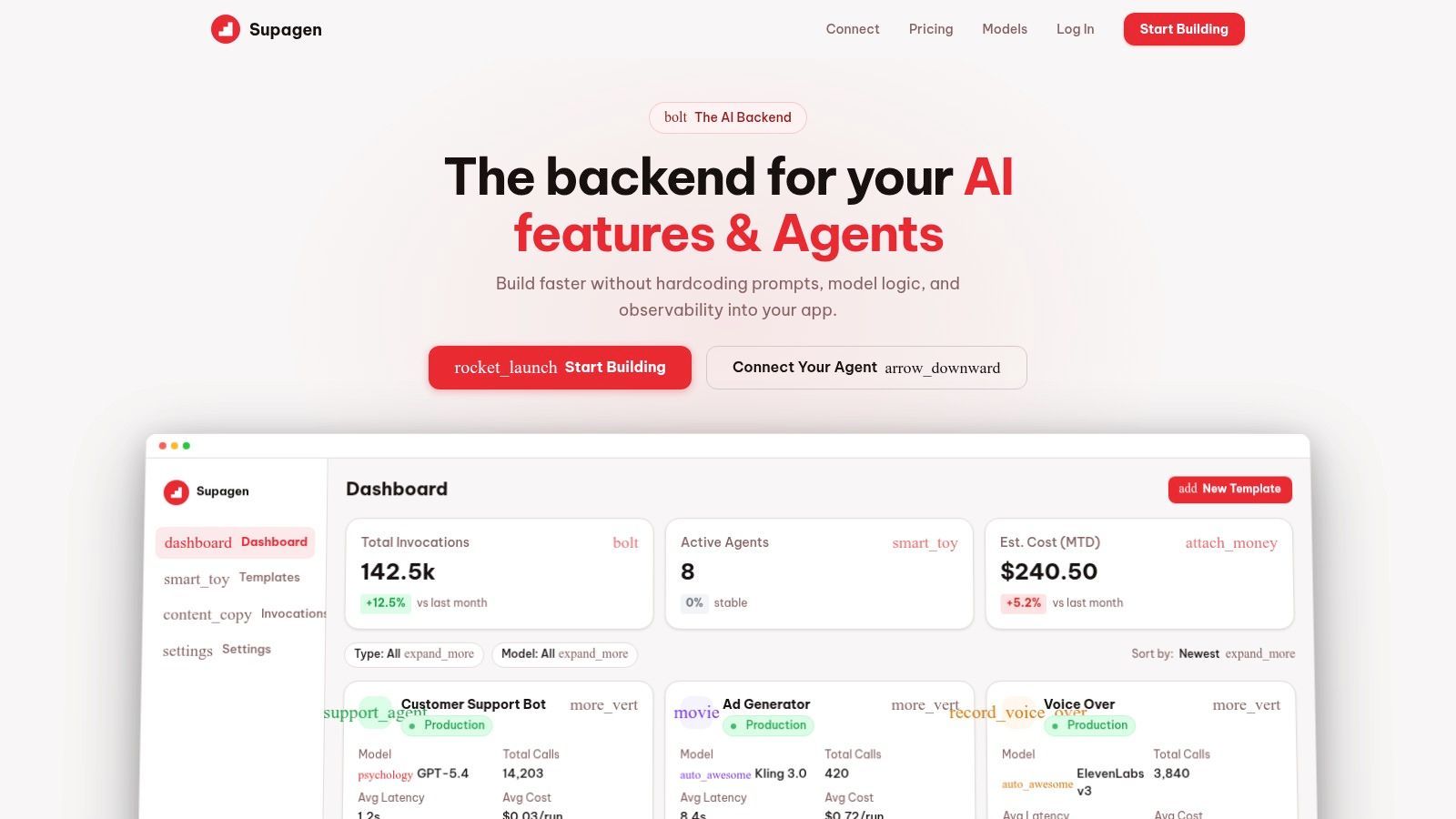 Screenshot from https://supagen.dev